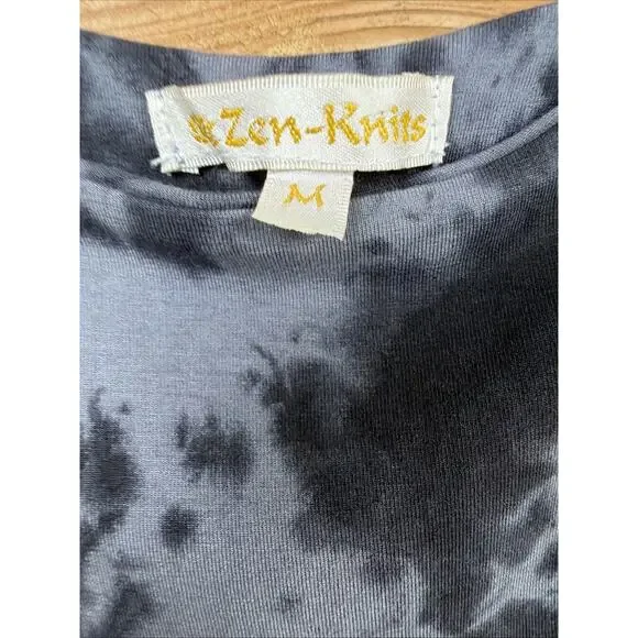 NWT Zen Knits Gray Tie Dyed Scoop Neck A-Line Midi Tank Dress #0880 Size L - Picture 5 of 5